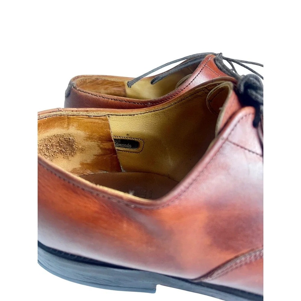 Allen Edmonds Men's Cognac Brown Leather Brogue Oxford Dress Shoes 9.5 E